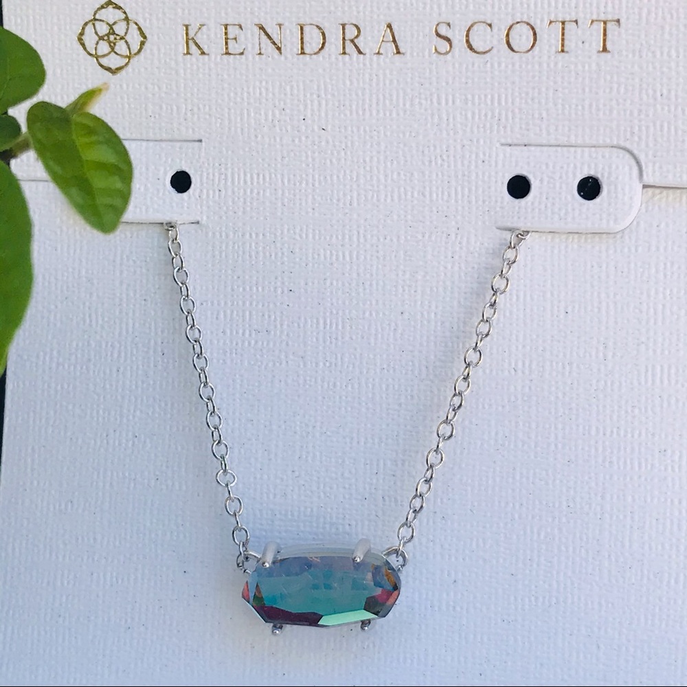 Kendra Scott EVER Gray Dichroic glass Frameless Necklace Silver